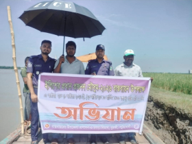দুমকিতে পায়রা নদীতে ৫ হাজার মিটার কারেন্ট জাল জব্দ