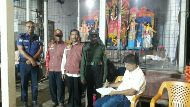 চরভদ্রাসনে দুর্গাপূজার নিরাপত্তায় ১৫ পূজামণ্ডপ পরিদর্শন ওসির