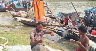২২ দিনের নিষেধাজ্ঞা শেষে ইলিশের আশায় মেঘনায় ফিরছেন জেলেরা
