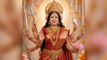 দুর্গার সাজে রুমিন ফারহানা
