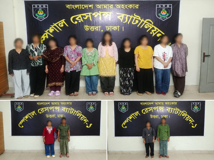 পাচারের উদ্দেশ্যে আটকে রাখা ১২ নারীকে উদ্ধার করল এসআরবি-১
